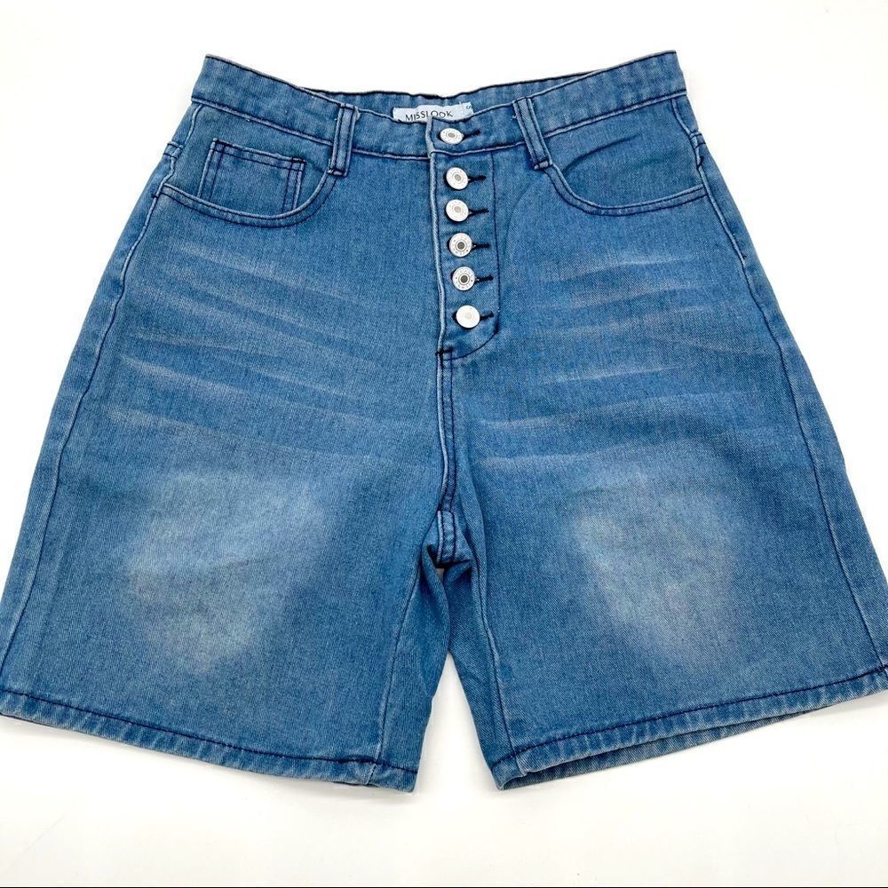 Misslook 6 Button Fly Denim Shorts High Rise SMALL